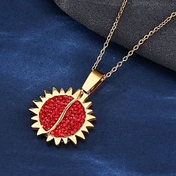 Гиацинт 304 ожерелья из нержавеющей стали, полимерной глины, стразов, солнца, открывающиеся, для женщин, ионное покрытие (ip), золотые, гиацинт, 17.83 дюйм (45.3 см)