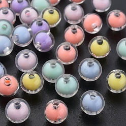 (52) Непрозрачная лаванда Прозрачные акриловые бусины, бусина в бусине, круглые, разноцветные, 9.5x9 мм, отверстие : 2 мм, Около 960 шт / 500 г