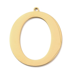Letter O 304 подвески из нержавеющей стали, буквы, реальный 18 k позолоченный, ионное покрытие (ip), Письмо O, 40x33.5x1.4 мм, отверстие : 2 мм
