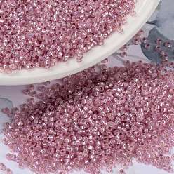 (RR555) Dyed Rose Silver Lined Alabaster MIYUKI Round Rocailles Beads, Japanese Seed Beads, 15/0, (RR555) Dyed Rose Silver Lined Alabaster, 15/0, 1.5mm, Hole: 0.7mm, about 27777pcs/50g