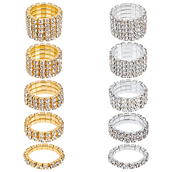 Золотой & Серебряный 10 шт. 10 стили железных и стразовых колец для женщин, золотой и серебряный, 3~14.5 мм, внутренний диаметр: 15.9~16.7 мм, 1 шт / стиль