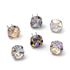 (52) Непрозрачная лаванда Латунь обувь пряжка клипы, со стеклянными стразами, для украшения сумки для обуви, кошелек аппаратные аксессуары, ромб, платина, разноцветные, 15.5x13.5x7.5 мм