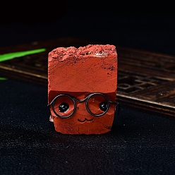 Красный Камень Натуральная красная яшма скульптура ежа витрина украшения, в очках, для домашнего офисного стола, 32x23x45 мм