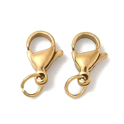 Настоящее золото 18K 304 нержавеющая сталь застежка когтя омара, с целью перехода в кольце, реальный 18 k позолоченный, 11.5x7.5x3.5 мм, отверстие : 3.5 мм