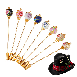 (52) Непрозрачная лаванда 8шт латунная брошь, со стеклом, разноцветные, 72 мм