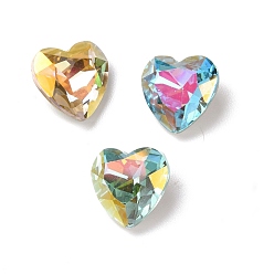 (52) Непрозрачная лаванда Стеклянные кабошоны со стразами в стиле AB, задние и задние, сердце, разноцветные, 10x10x5.5 мм