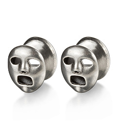Платина Хеллоуин призрачное лицо латунные и сплавные ушные туннели, платина, 12 мм