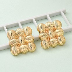 Золотой Серьги сплава, с 925 серебряными иглами, квадратный, золотые, 25x24 мм