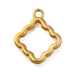 Настоящее золото 18K 304 подвески из нержавеющей стали, ромбовидный шарм, ионное покрытие (ip), реальный 18 k позолоченный, 16.5x14x2 мм, отверстие : 1.6 мм