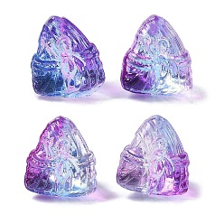 Фиолетовый Краски для выпечки стеклянные бусины, треугольный цзунцзы, фиолетовые, 15.5~16x15x14 мм, отверстие : 1.2 мм