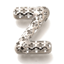 Letter Z Латунные подвески, подвески с полыми буквами, стойки покрытие, долговечный, без кадмия и без свинца, Письмо Z, 21.5x16.5x7.5 мм, отверстие : 5x2.7 мм