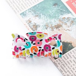 Средний Фиолетово-красный Заколки для волос из ПВХ с цветочным узором, для женщин девушек, прямоугольные, средне фиолетовый красный, 47x86x45 мм