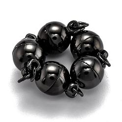 Черный Цвет Металла Круглые латунные магнитные застежки с петлями, металлический черный , 17x12 мм, отверстие : 2 мм