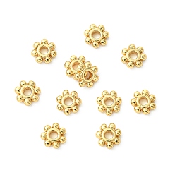 Plaqué 18K Or Véritable Perles d'espacement en laiton shegrace, fleur, sans cadmium et sans nickel et sans plomb, réel 18 k plaqué or, 6x1.7mm, Trou: 1.8mm