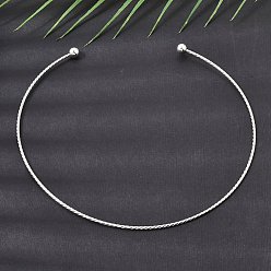 Stainless Steel Color 201 Stainless Steel Twist Cuff Choker Necklaces, Braided, Tarnish Free, Stainless Steel Color, Inner Diameter: 5.87 inch(14.9cm)