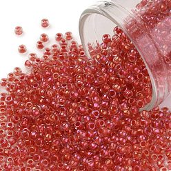 (185) Inside Color Luster Crystal Coral Тохо 11/0 круглые бусины, японский бисер, (185) внутри цветной блеск кристалл коралловый, 2.2 мм, отверстие : 0.8 мм, Около 5555 шт / 50 г