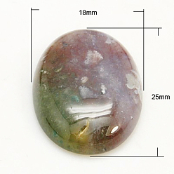 (RRHB277) Кристалл на подкладке из медово-бежевого цвета Природных драгоценных камней кабошон, овальные, Индийский агат, 25x18x7.5 мм