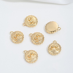 Настоящее золото 14K Латунные подвески, подвески из печенья, реальный 14 k позолоченный, 12.5x10x4 мм, отверстие : 1.4 мм