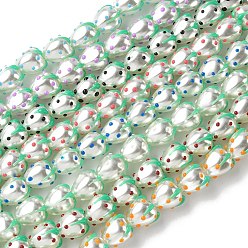 (52) Непрозрачная лаванда Запекаемые стеклянные бусины, окрашенные в массе, клубника, с эмалью, разноцветные, 13x12 мм, отверстие : 1.6 мм