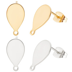 (52) Непрозрачная лаванда 80 шт. 2 цвета 201 детали серьги-гвоздики из нержавеющей стали, с 304 штифтами из нержавеющей стали и горизонтальными петлями, слеза, реальный 24 k позолоченный и цвет нержавеющей стали, 14x8 мм, штифты : 0.8 мм, 40 шт / цвет