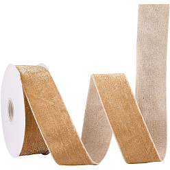 Бледно-Золотистый 1 рулон блестящей односторонней бархатной ленты, полиэфирная лента с металлическим шнуром, для аксессуаров для одежды, бледно золотарник, 1-5/8 дюйм (40 мм), около 9.84 ярдов (9 м) / комплект