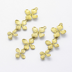 Без Покрытия Соединители латунные звенья, без свинца, без кадмии и без никеля, цветок, сырой (без покрытия), 41x13.5x2.5 мм, отверстие : 1 мм