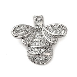 Butterfly Brass Micro Pave Clear Cubic Zirconia Pendants, Butterfly, 16.5x17x4mm, Hole: 1mm