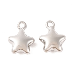 Платина Стойки обшивки латунь кулон, долговечный, звезда, платина, 14x11x5 мм, отверстие : 1.8 мм
