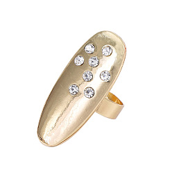 Oro Anillos de aleación y diamantes de imitación de cristal, oval, dorado, ovalada: 35x13 mm, diámetro interior: 17.8 mm