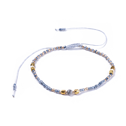 Говлит Регулируемые нейлоновые нити плетеные браслеты из бисера, со стеклянными бусинами и гранеными натуральными круглыми бусинами из хаулита, 2 дюйм (5.2 см)