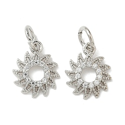 Платина Латунные микро проложить кубического циркония подвески, солнечные чары, стойки покрытие, долговечный, с целью перехода в кольце, платина, 13x10.5x2 мм, отверстие : 4.2 мм