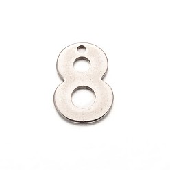 Number Anlaufgeschützte Zahl 201 Charms aus Edelstahl, num. 8, 11x8x0.5 mm, Bohrung: 1 mm
