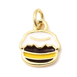 (932FM) Темно-синий аква-матовый с подкладкой Латунь эмаль подвески, медовые баночки прелести, долговечный, без кадмия и без свинца, стойки покрытие, реальный 18 k позолоченный, темно-золотистые, 11.5x10.5x2 мм, Перейти кольцо: 5x1 мм, 3.5 мм внутренним диаметром