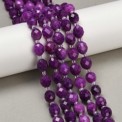Фиолетовый Натуральный Malaysia нефритовые бусы пряди, в форме риса, окрашенные, граненые, с бисером, фиолетовые, 9~10x8~8.5 мм, отверстие : 1.2 мм, около 31~32 шт / нитка, 14.57'' (37 см) ~ 14.96'' (38 см)