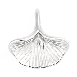 Stainless Steel Color Non-Tarnish 304 Stainless Steel Charms, Ginkgo Leaf, Stainless Steel Color, 13x12.5x4mm, Hole: 2x3.5mm
