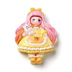 Желтый Мультяшные девушки из непрозрачной смолы декодируют кабошоны, кукла, желтые, 34.5x24x8 мм