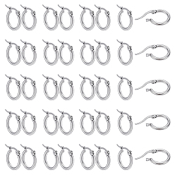Color de Acero Inoxidable 304 Pendientes de aro hipoalergénicos de acero inoxidable, anillo, color acero inoxidable, 12 calibre, 14~16x2 mm, pin: 0.7~1.3x0.68 mm, 20 pares