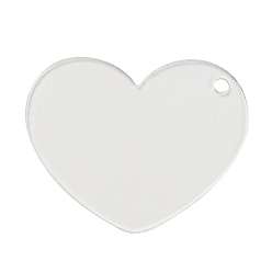 Сердце Прозрачные акриловые заготовки подвески, сердце, 39.5x49.5x1.5 мм, отверстие : 3 мм