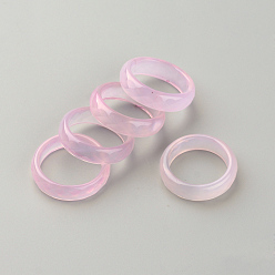 Pink Natural Agate Finger Ring, Wide Band Ring, Dyed, Faceted, Pink, 17~18mm