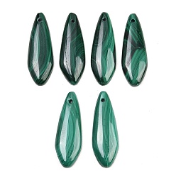 Teardrop Природного малахита подвески, подходящие подвески, слезинки, 38.5x13x4.5 мм, отверстие : 1.4~1.6 мм