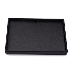 Black Wooden Jewelry Presentation Boxes, Covered with Cloth, Black, 29x19x3cm