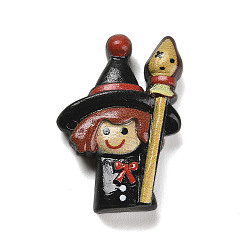 Черный Кабошоны из непрозрачной смолы для декодирования Хэллоуина, ведьма, чёрные, 28.5x20x7.5 мм