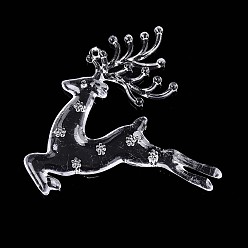 Прозрачный Прозрачные пластиковые большие подвески, пятнистый олень, прозрачные, 89.5~90.5x99x9 мм, отверстие : 3 мм, Около 37 шт / 500 г