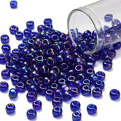 (87) Transparent AB Cobalt Тохо 3/0 круглые бусины, японский бисер, (87) прозрачный аббревиатурный кобальт, 5.5 мм, отверстие : 1.9 мм, Около 60 шт / 10 г
