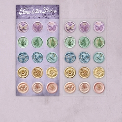 Разноцветный 15шт наклейки из искусственной кожи pu, самоклеящиеся наклейки, плоско-круглые, красочный, 25~27x25~27x2 мм