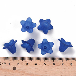 Blue Transparent Acrylic Beads, Frosted, Flower, Blue, 17.5x12mm, Hole: 1.5mm, about 770pcs/500g
