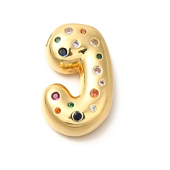 Letter J Латуни циркония кубической подвески, без кадмия, без никеля и без свинца, подвески с буквой az~z, реальный 18 k позолоченный, буква J, 30.5x19x7 мм, отверстие : 5x2.5 мм