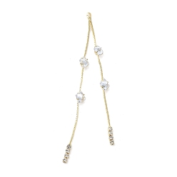 Real 16K Gold Plated Brass Micro Pave Cubic Zirconia Big Pendants, Cadmium Free & Lead Free, Real 16K Gold Plated, 85x6.5~9x5mm, Hole: 1.8mm