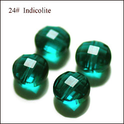 Темный Голубой Имитация Австрийские кристаллические шарики, класс AAA, граненые, плоско-круглые, темные голубые, 9.5x5 мм, отверстие : 0.9~1 мм