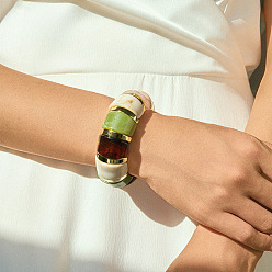 Разноцветный Браслеты из акриловых бусин для женщин, красочный, внутренний диаметр: 3-1/8 дюйм (7.8 см)